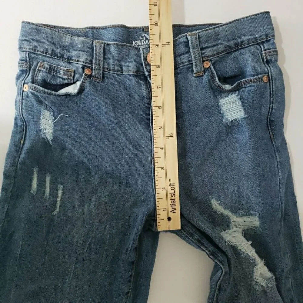 Girls Youth Blue Jeans Distressed Ripped Frayed Jordache Skinny Size 12 25/23